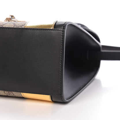 Gucci GG Supreme Monogram Small Osiride Top Handle Bag Black Gold 7 of 11