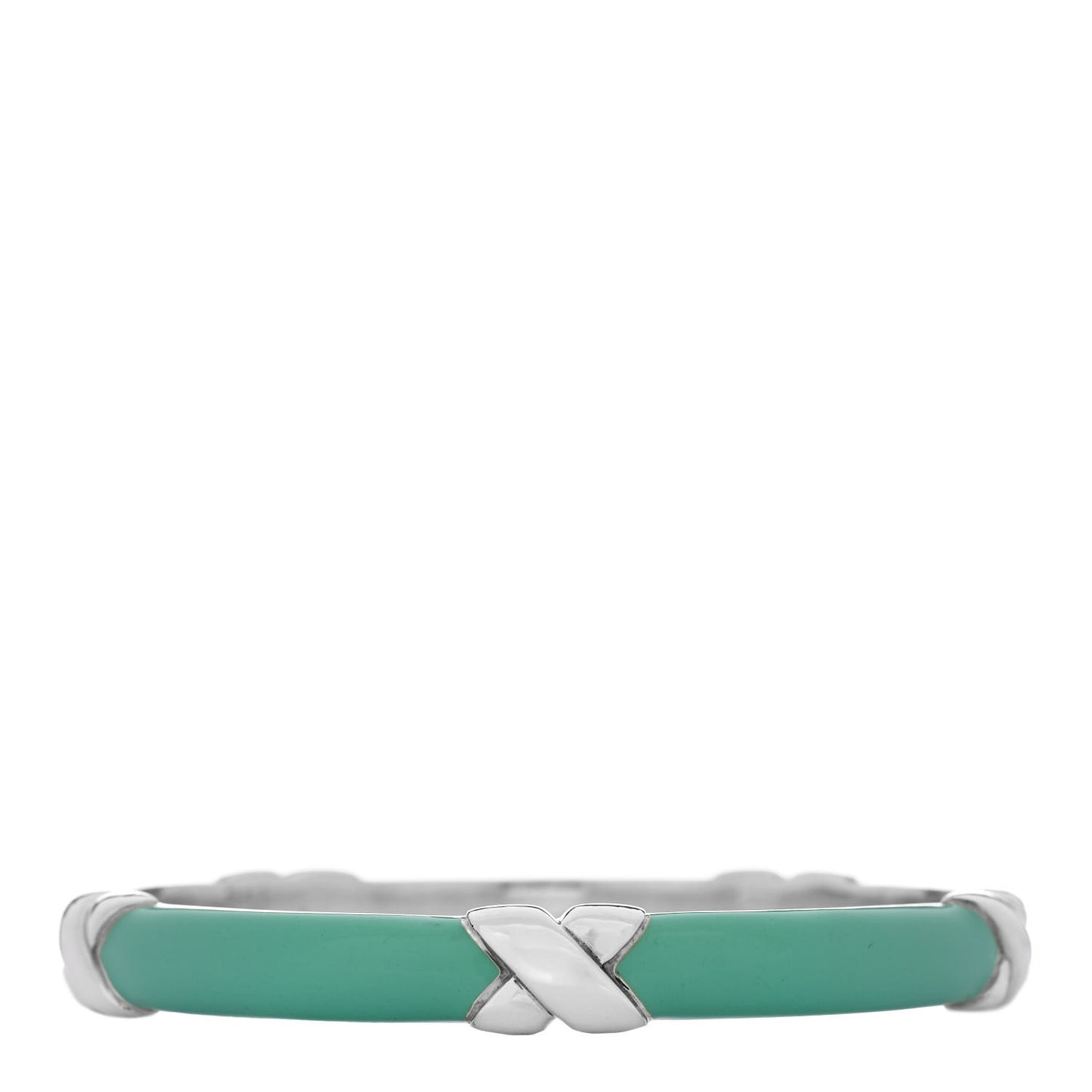 Sterling Silver Enamel Signature X Bangle Bracelet Blue