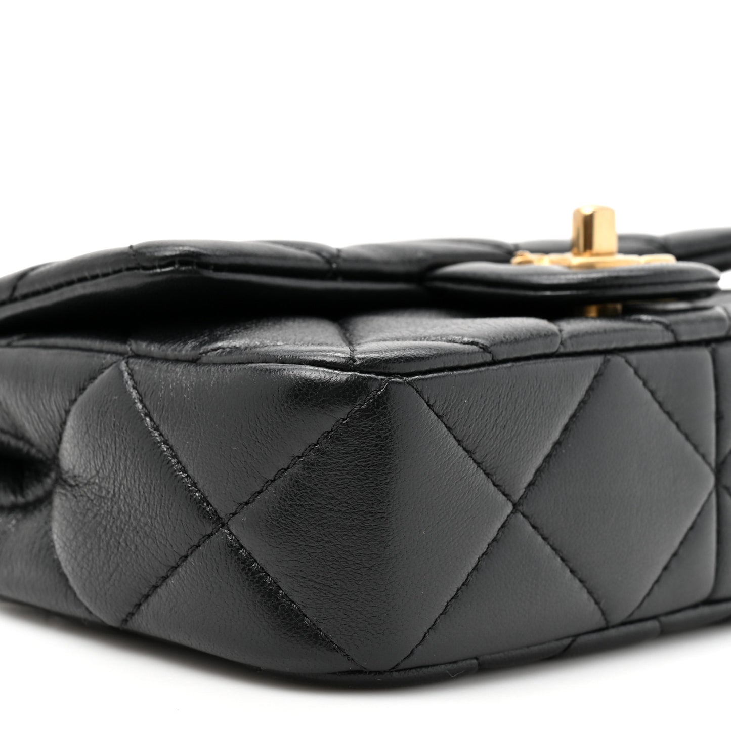 Lambskin Quilted Pearl Small Flap Black Black