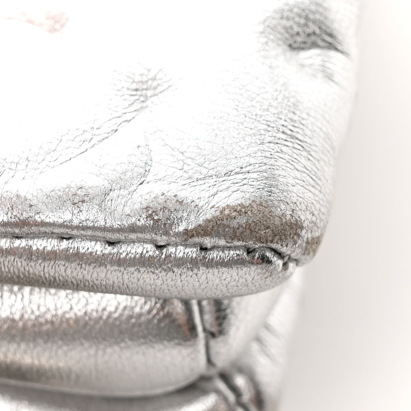 Metallic Lambskin Embossed Monogram Coussin PM Silver