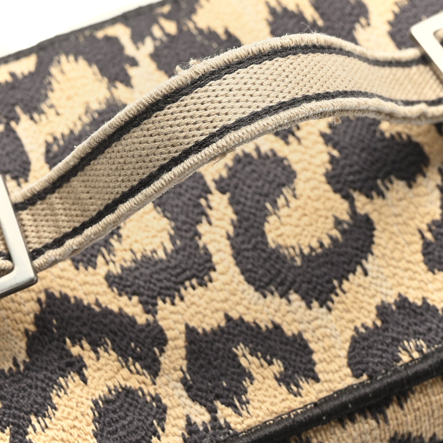 Canvas Mizza Embroidered Small Leopard Travel Vanity Case Beige