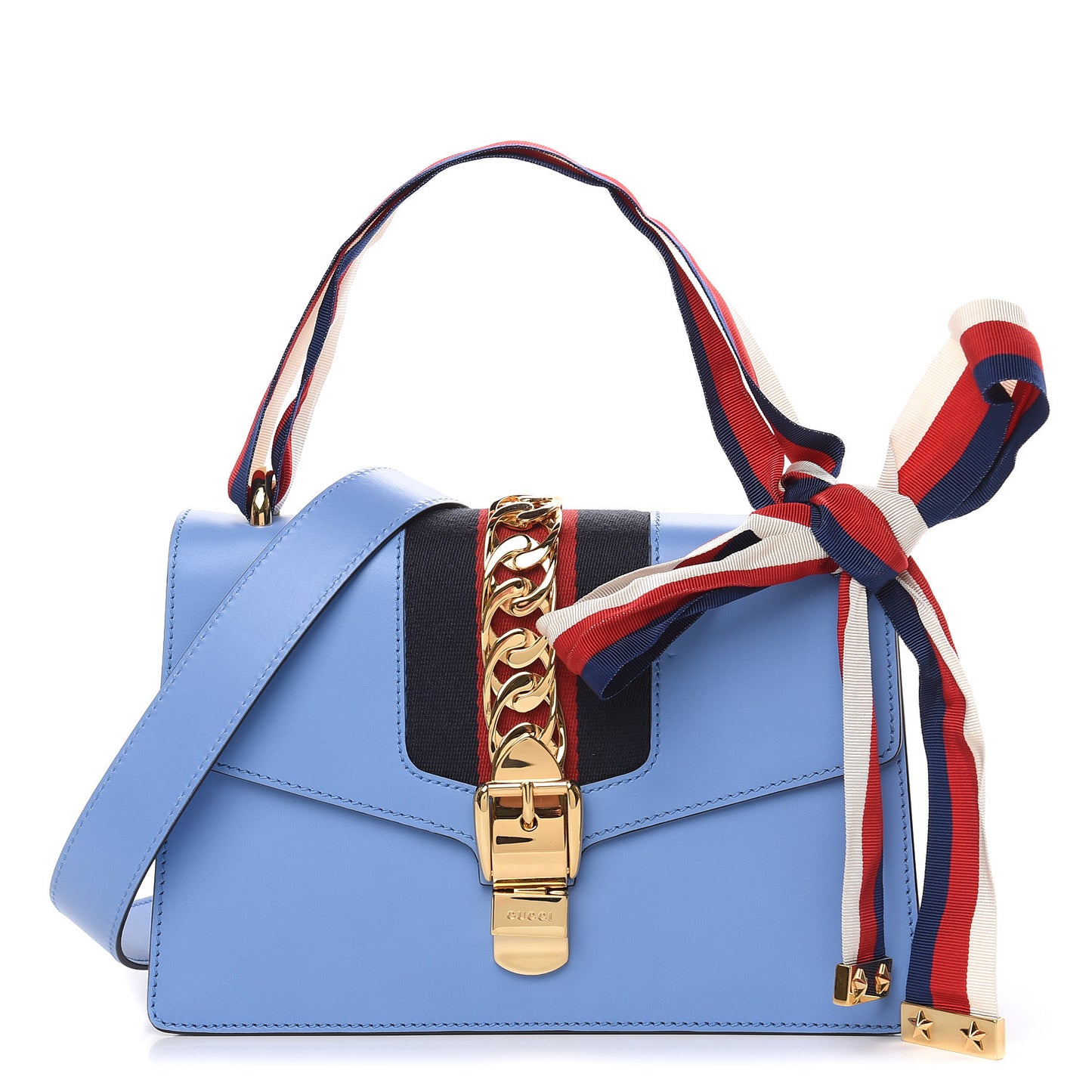 Calfskin Small Sylvie Shoulder Bag Clear Sky Blue