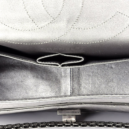 Chanel Metallic Aged Calfskin Quilted 2.55 Reissue 227 Flap Argent Fonce 5 of 9