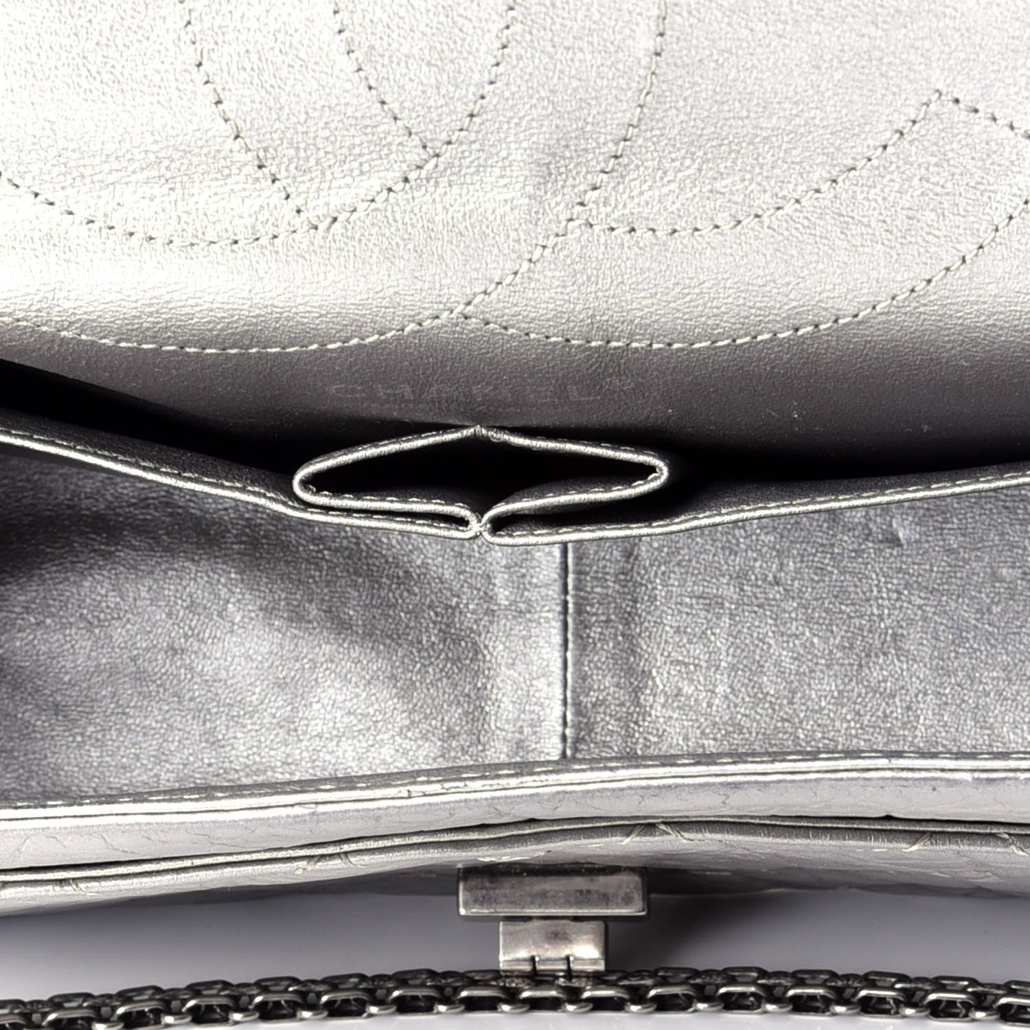 Chanel Metallic Aged Calfskin Quilted 2.55 Reissue 227 Flap Argent Fonce 5 of 9