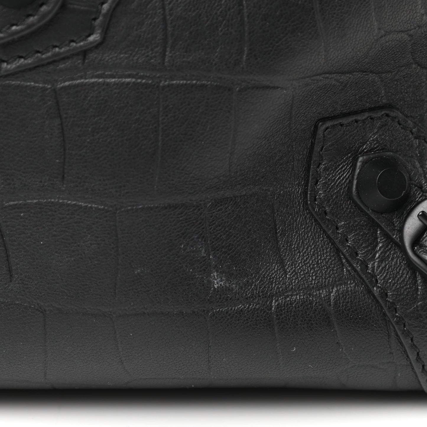 Matte Supple Lambskin Crocodile Embossed Classic Black Hardware S City Black
