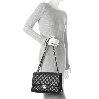 Chanel Lambskin Quilted Jumbo Double Flap Black 2 of 10
