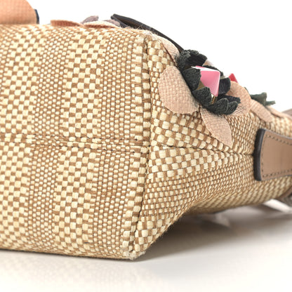 Fendi Paglia Vitello Dolce Flowerland Studded Striped Mini By The Way Boston Bag Natural Cuoio Multicolor 9 of 9