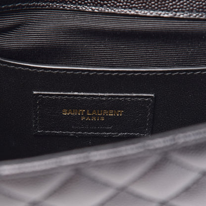 Saint Laurent Grain De Poudre Textured Mixed Matelasse Triquilt Small Monogram Satchel Black 7 of 10