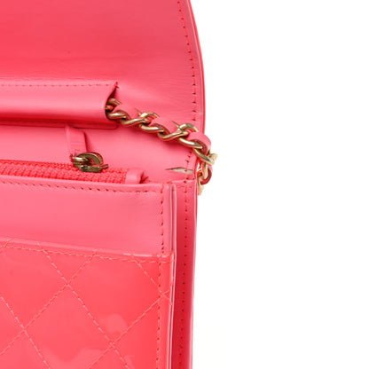 Chanel Patent Calfskin Quilted Boy Wallet On Chain WOC Pink 12 of 13
