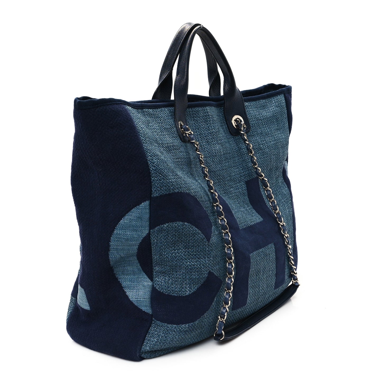 Canvas Large Shopping Tote Dark Blue