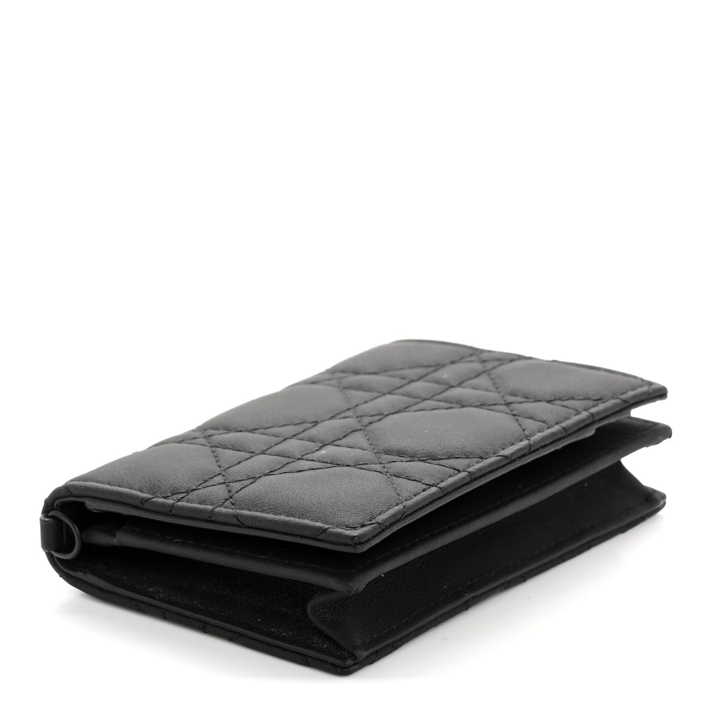 Ultra Matte Calfskin Small Lady Dior Flap Card Holder Black