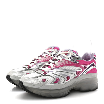 Valentino Garavani Mesh Calfskin Rockstud Womens Platform Sneakers 36.5 Fuxia Multicolor 4 of 10