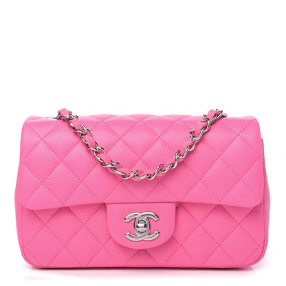 Chanel Lambskin Quilted Mini Rectangular Flap Neon Pink 1 of 11