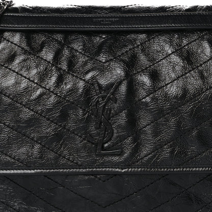 Saint Laurent Crinkled Calfskin Matelasse Monogram Large Niki Chain Satchel Black 8 of 11