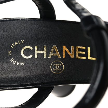 Chanel Patent Crumpled Calfskin Parthenon Platform Sandals 39.5 Black 8 of 8