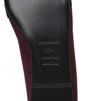 Hermes Suede Goatskin Nice Ballerina Flats 36.5 Bordeaux Navy Slate 7 of 7
