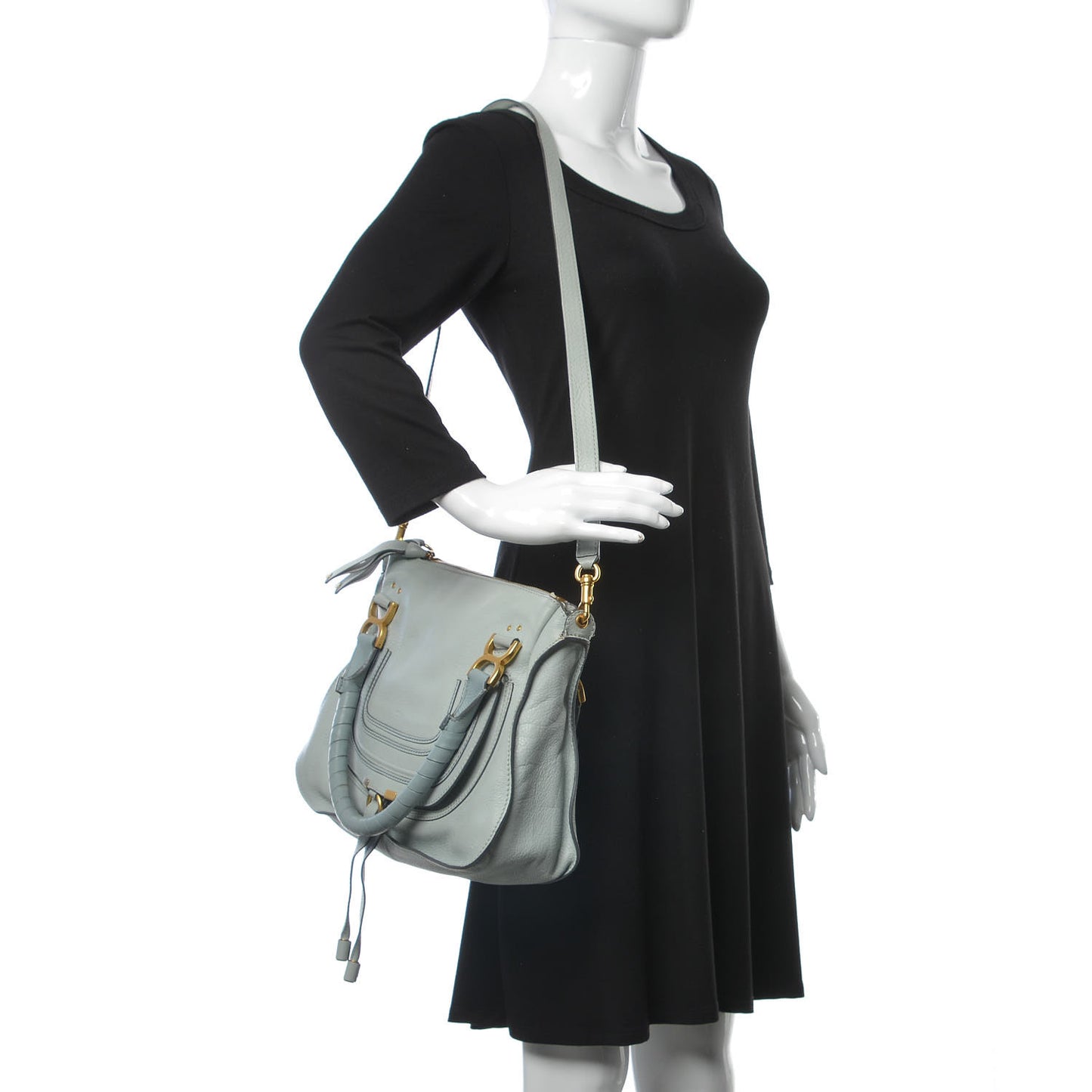 Calfskin Medium Marcie Satchel Cloudy Blue