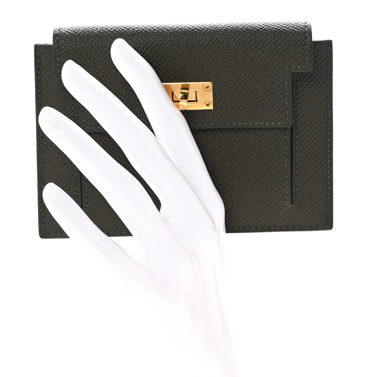 Hermes Epsom Kelly Pocket Compact Wallet Vert De Gris 2 of 7