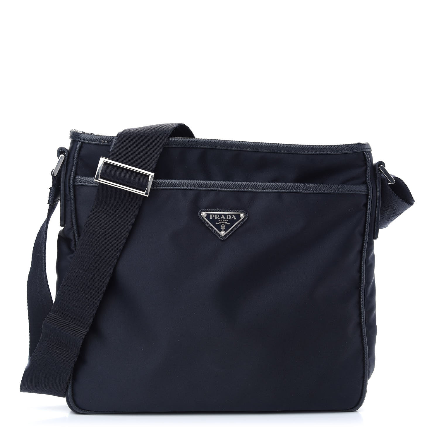 Prada Tessuto Nylon Saffiano Flat Messenger Bag Blue 1 of 10