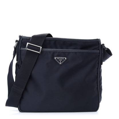 Prada Tessuto Nylon Saffiano Flat Messenger Bag Blue 1 of 10