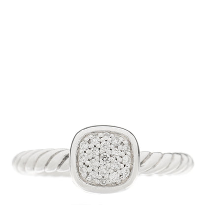 David Yurman Sterling Silver Diamond 6mm Petite Cushion Stack Ring 52 6 1 of 4