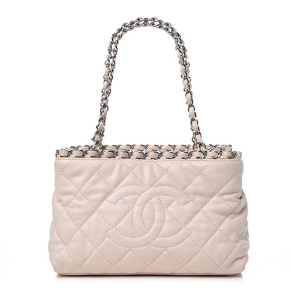Chanel Lambskin Quilted Mini Chain Me Tote Light Beige 1 of 12