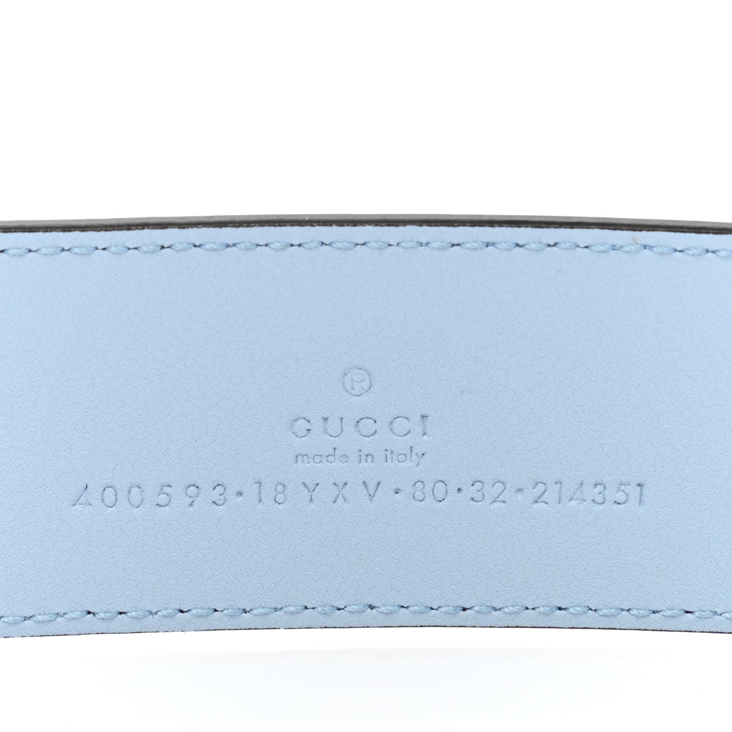 Azalea Calfskin Enamel Monochrome Double G 40mm Belt 90 36 Porcelain Light Blue