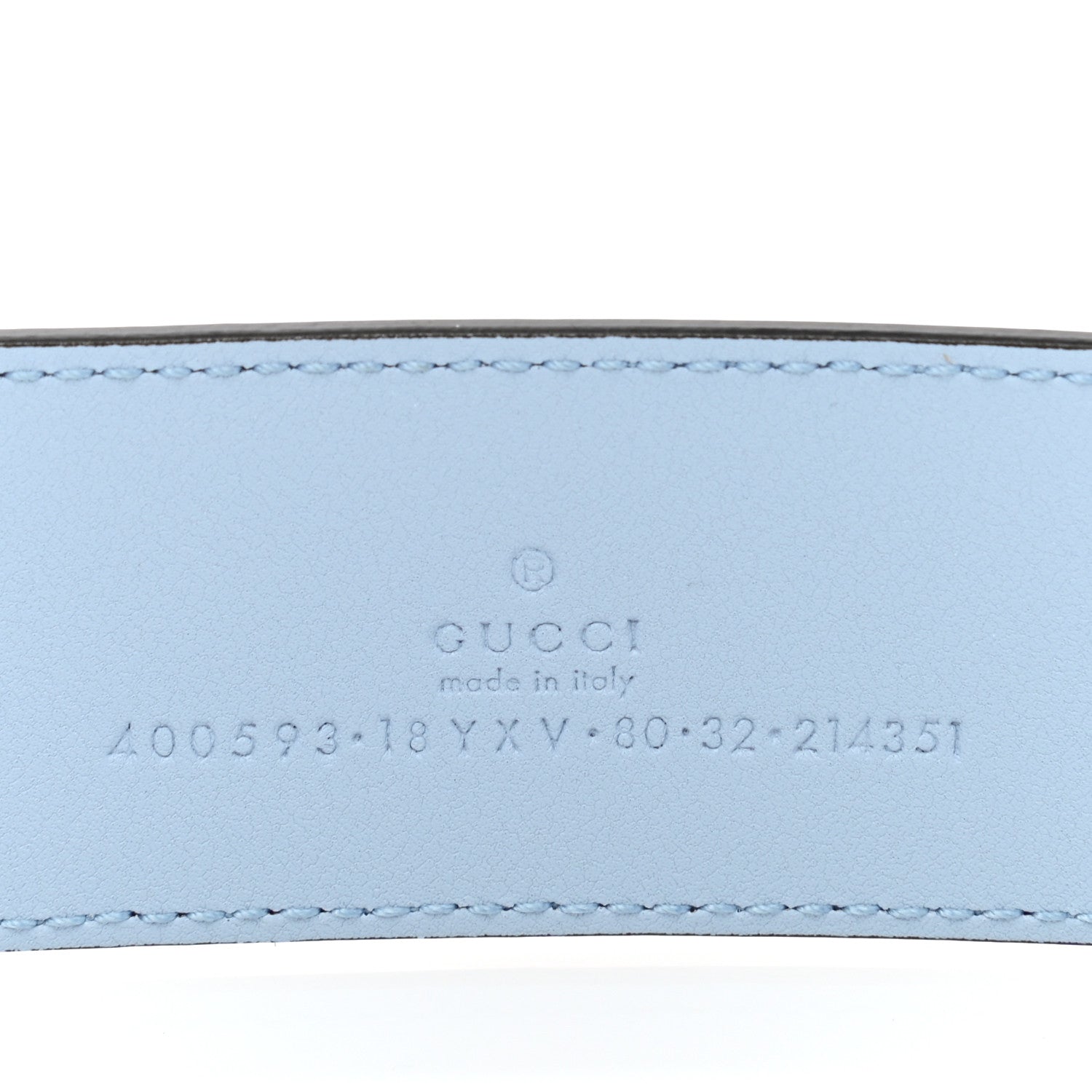 Gucci Azalea Calfskin Enamel Monochrome Double G 40mm Belt 90 36 Porcelain Light Blue 5 of 8