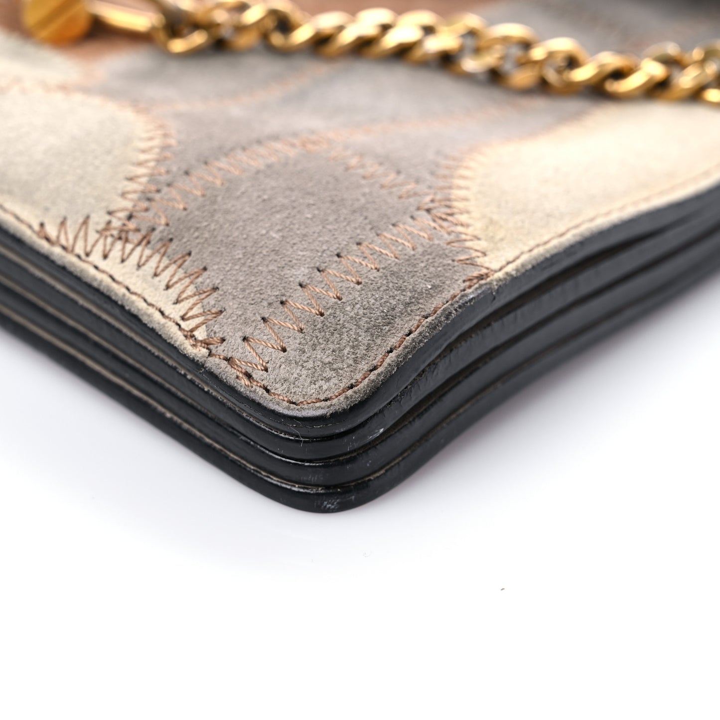 Suede Patchwork Medium Faye Shoulder Bag Motty Grey