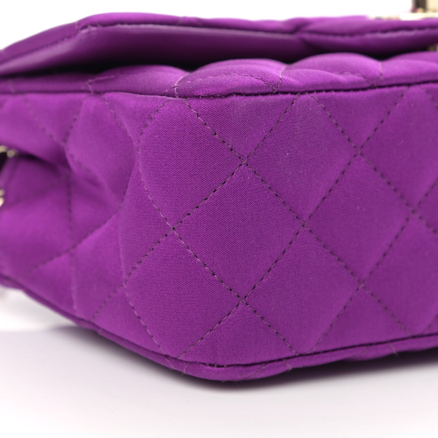 Satin Quilted Mini Rectangular Flap Purple