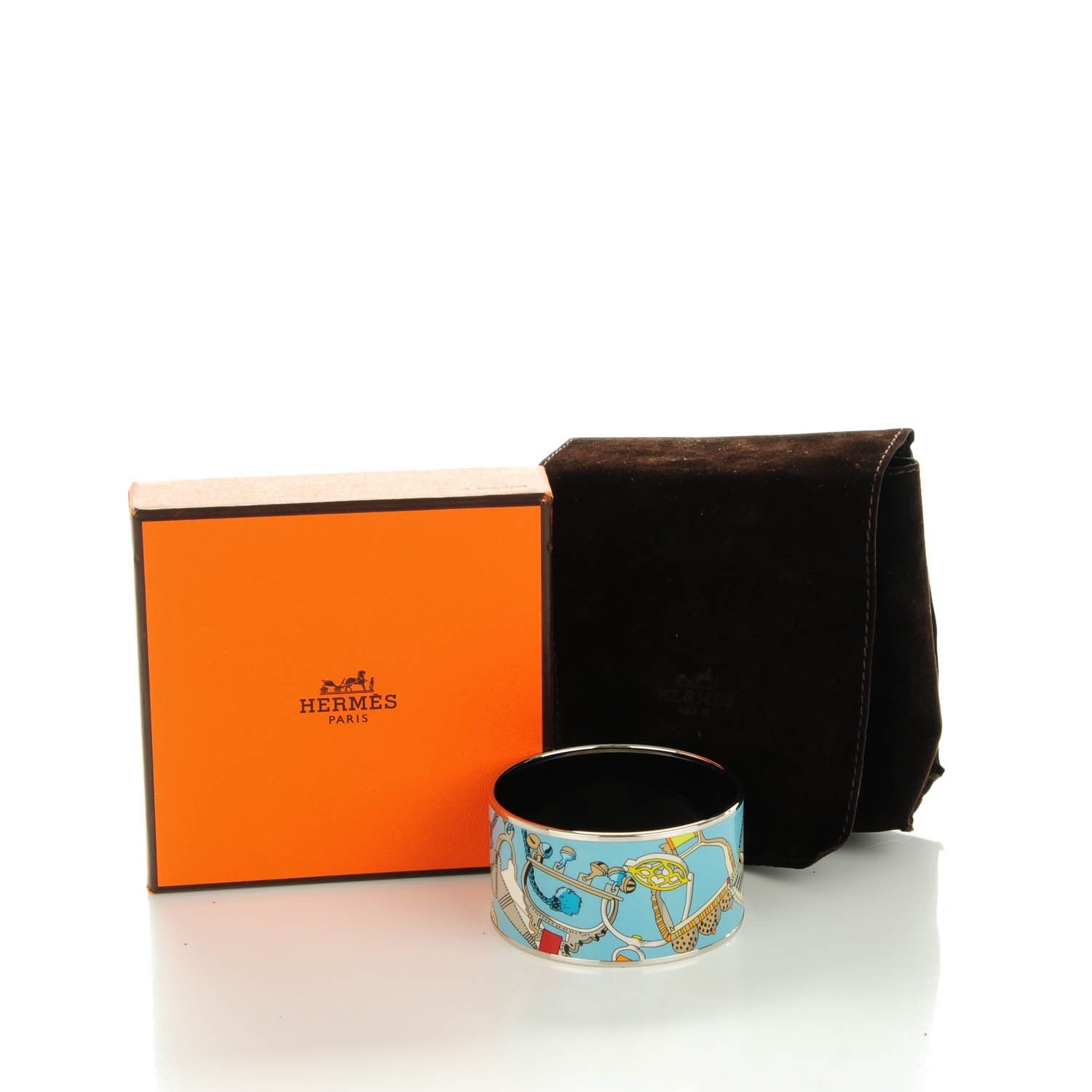 Hermes Enamel Printed Extra Wide Concours d'Etrier Bracelet 65 5 of 5