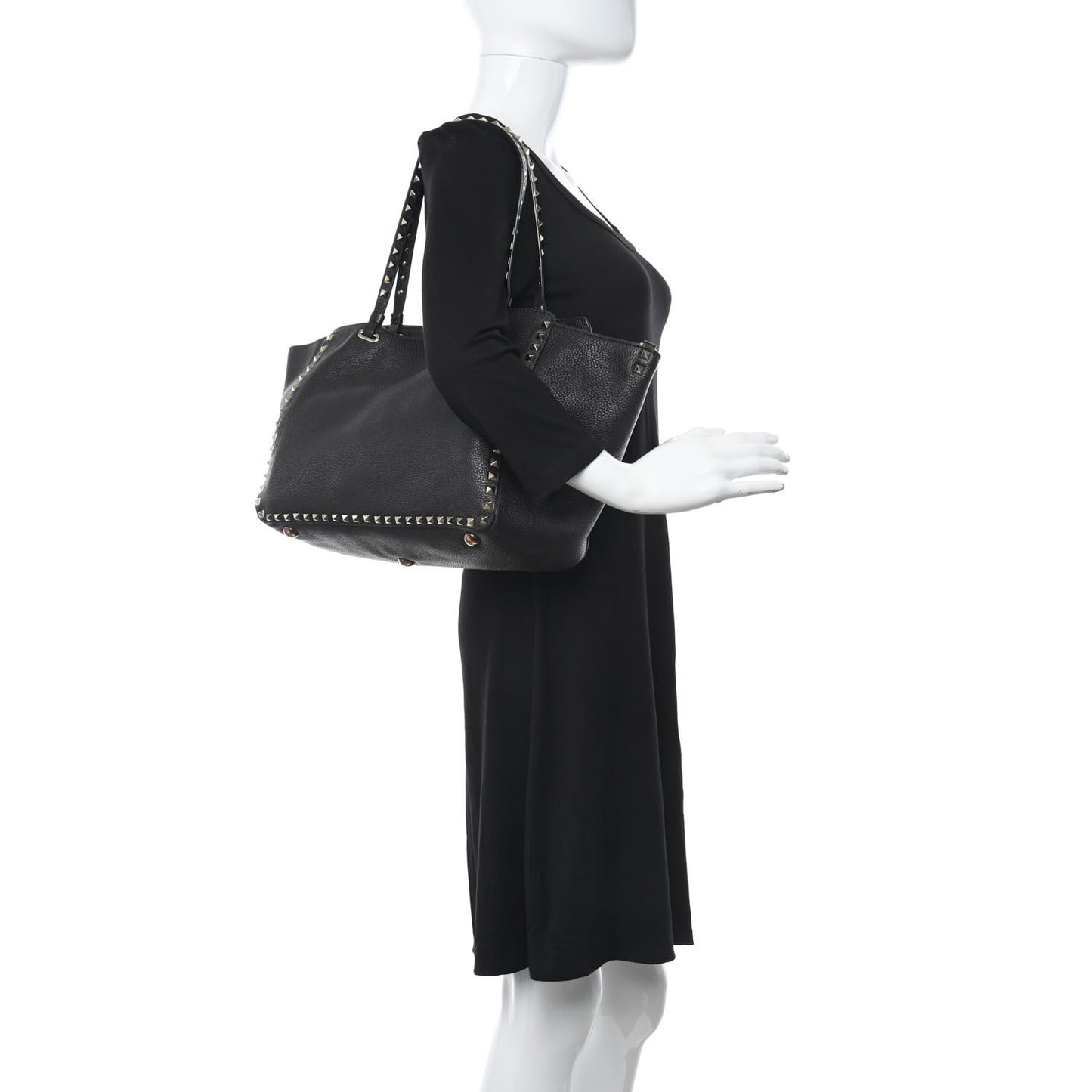 Pebbled Calfskin Medium Rockstud Tote Marine