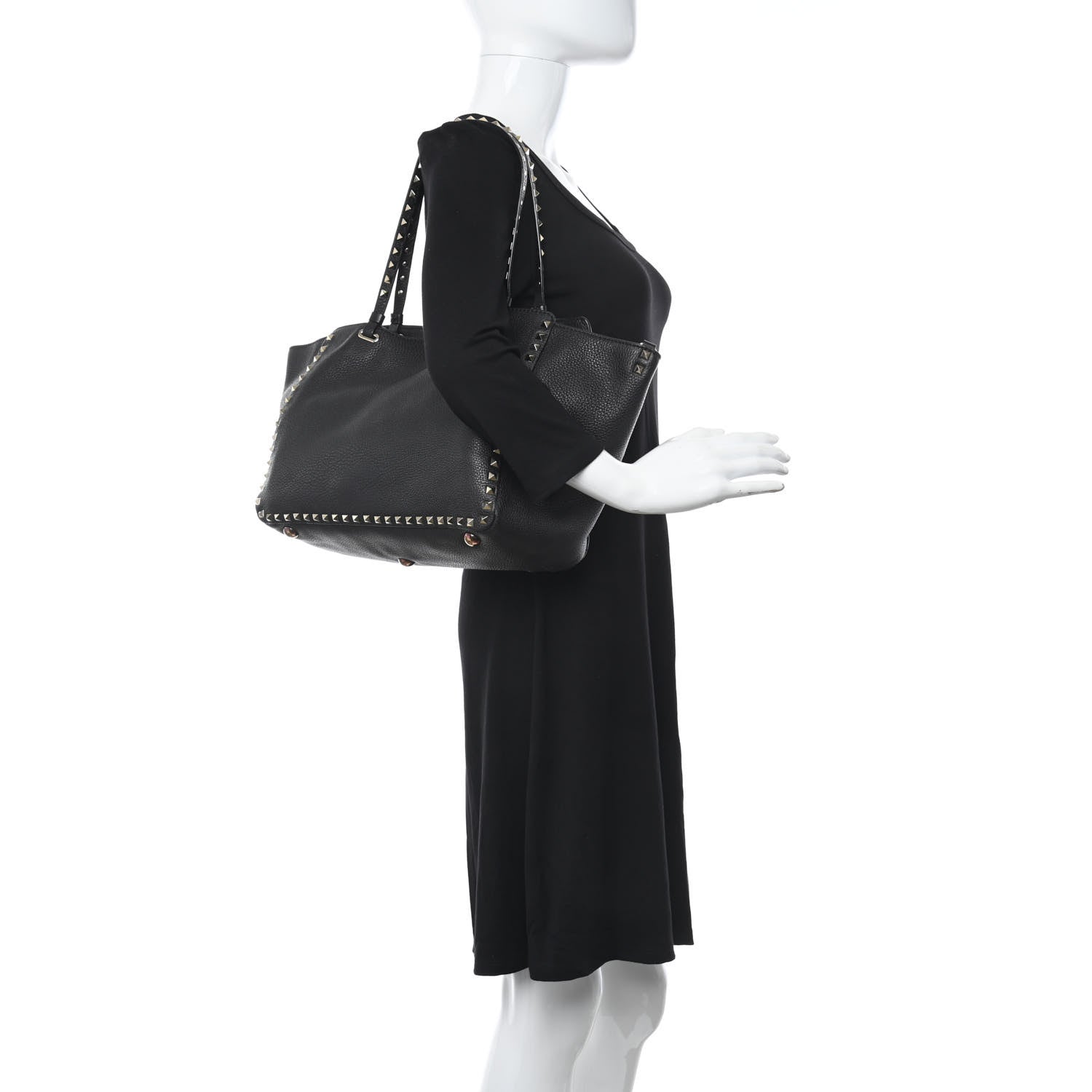 Valentino Garavani Pebbled Calfskin Medium Rockstud Tote Marine 2 of 24