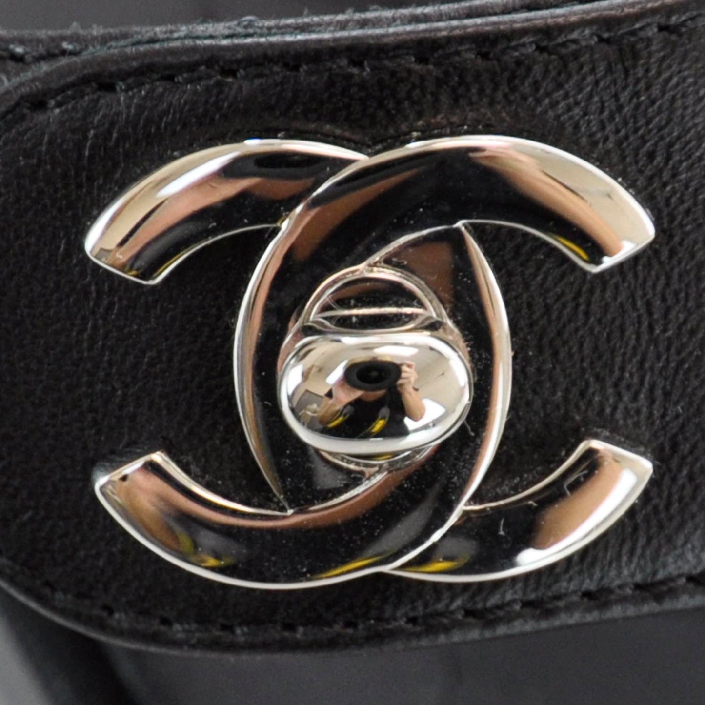Leather Quilted CC Turnlock Sandals 38.5 Black
