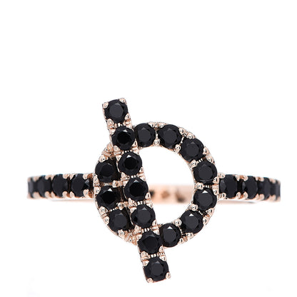 Hermes 18K Rose Gold Black Spinel Finesse Ring 54 6.75 1 of 5