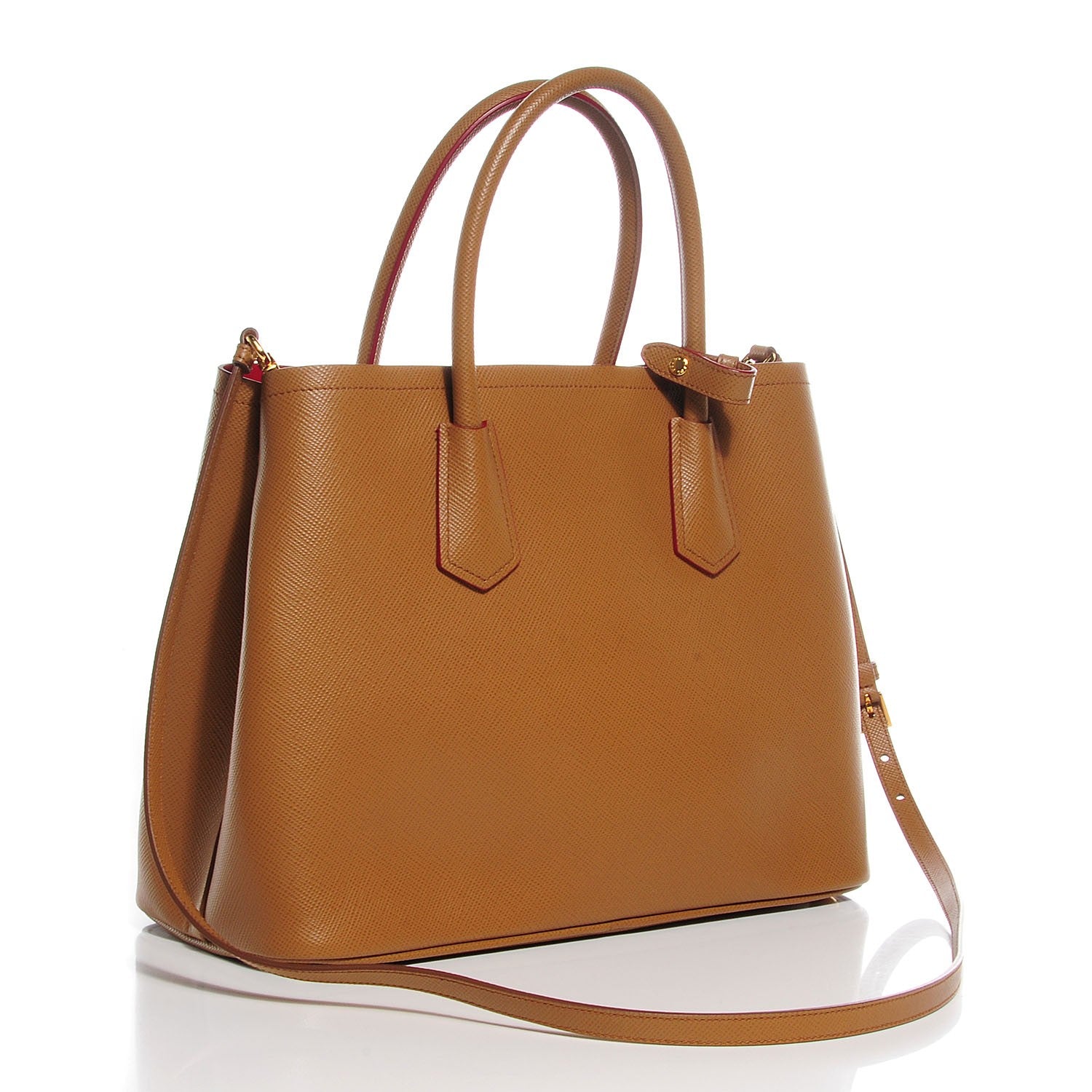 Prada Saffiano Cuir Medium Double Bag Caramel 3 of 10