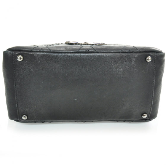 Caviar Small Diamond Stitch Tote Black