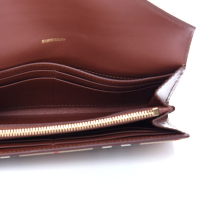 Burberry BURBERY Calfskin Vintage Check Continental Wallet Tan 5 of 7