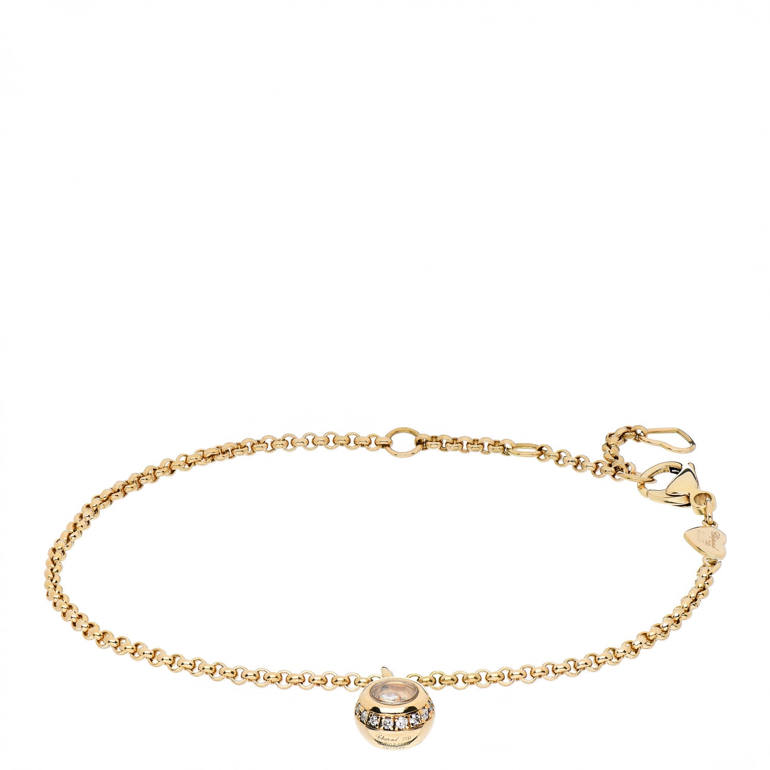 Chopard 18K Yellow Gold Diamond Happy Diamonds Chain Bracelet 1 of 4