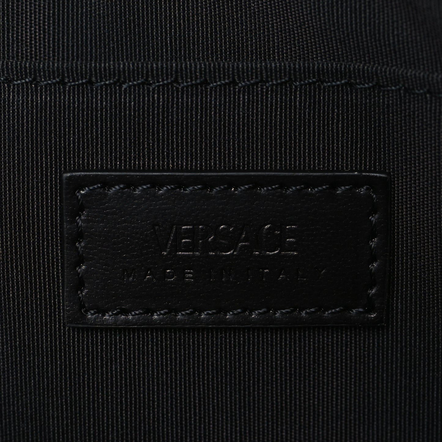 Calfskin Medusa Print Zip Pouch Black