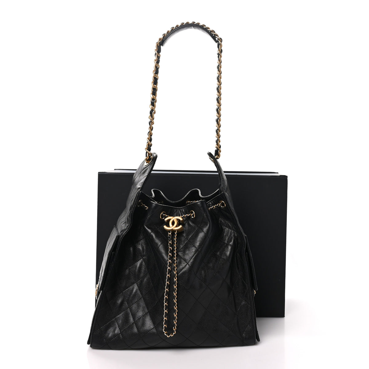 Caviar Quilted Medium Chanel 25 Handbag Black