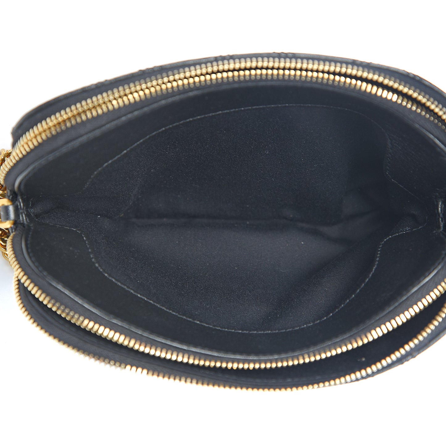 Grained Lambskin Quilted Mini Becky Double Zip Bag Black