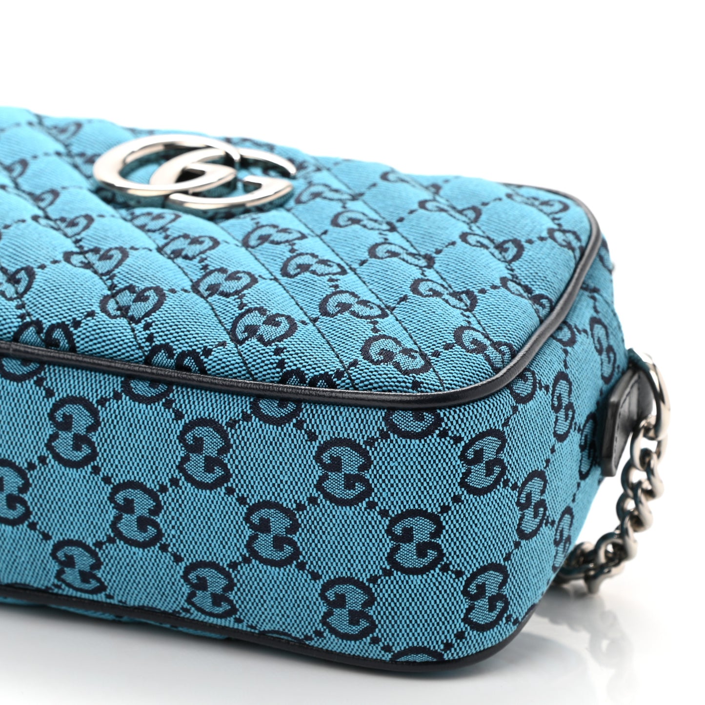 Monogram Multicolor Matelasse Diagonal Small GG Marmont Chain Shoulder Bag Light Blue
