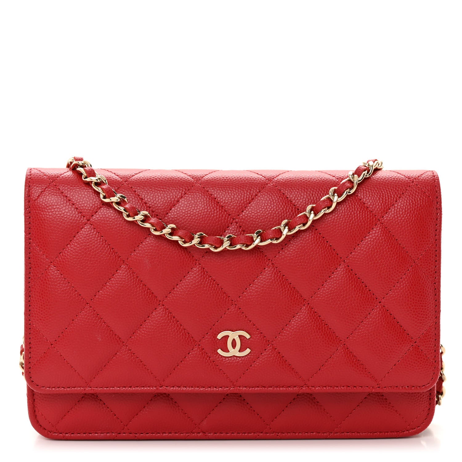 Chanel Caviar Quilted Wallet on Chain WOC Red 1 of 13