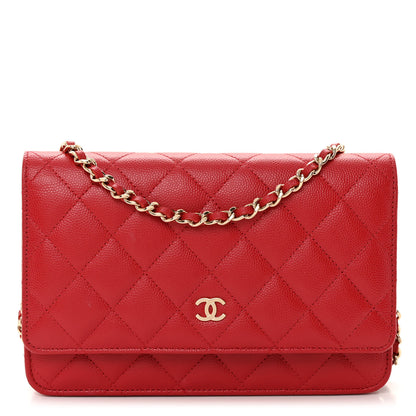 Chanel Caviar Quilted Wallet on Chain WOC Red 1 of 13