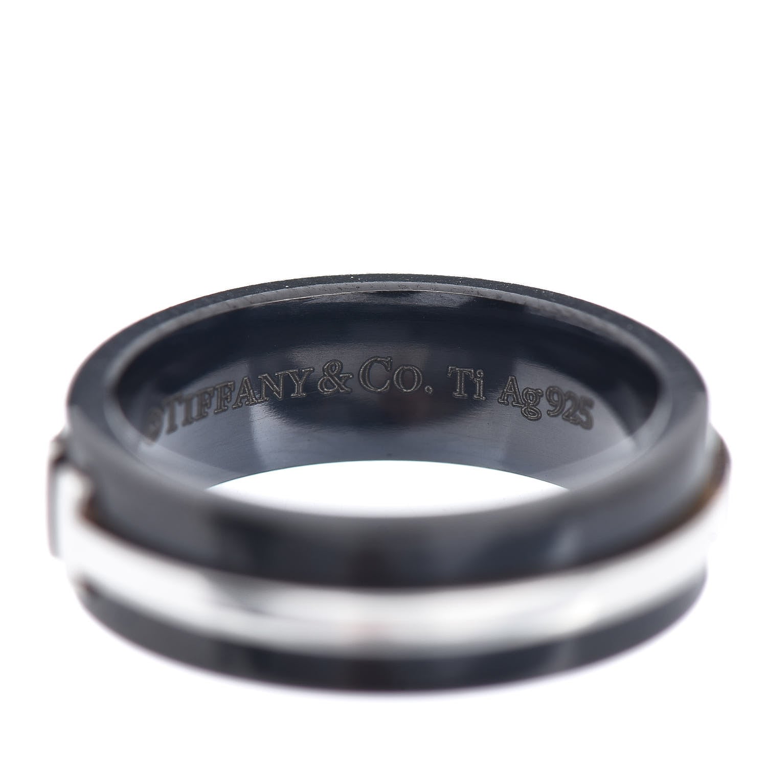 Tiffany Sterling Silver Titanium Tiffany T Wide Band Ring 47 4 4 of 4