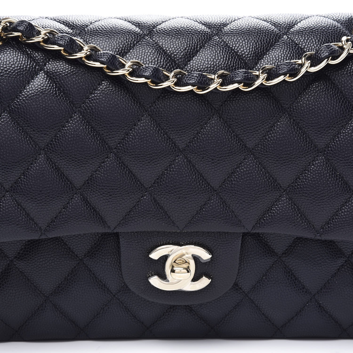 Chanel Caviar Quilted Medium Double Flap Navy 9 of 10