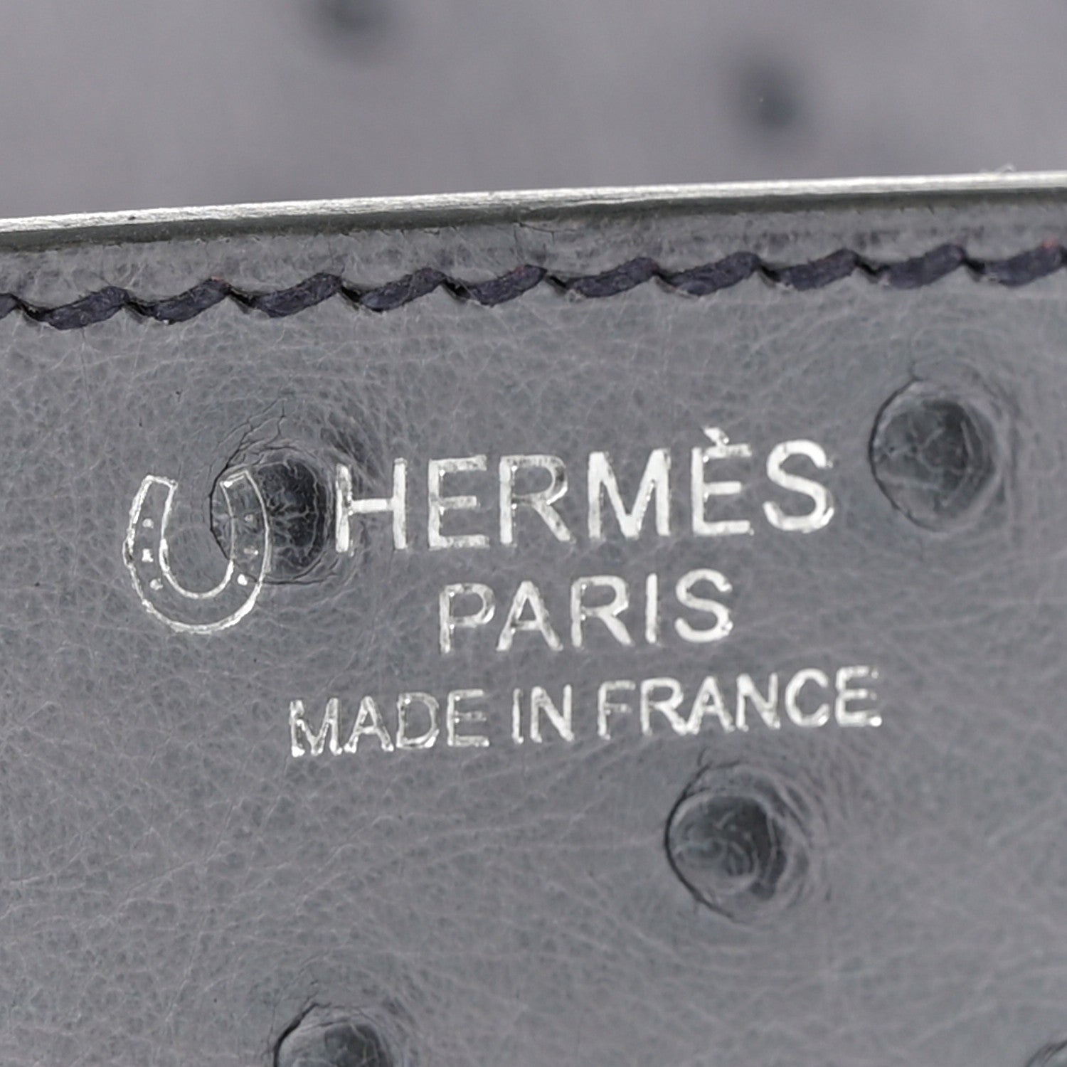 Hermes Ostrich Horseshoe Birkin 30 Gris Agate Rouge Vif 6 of 13