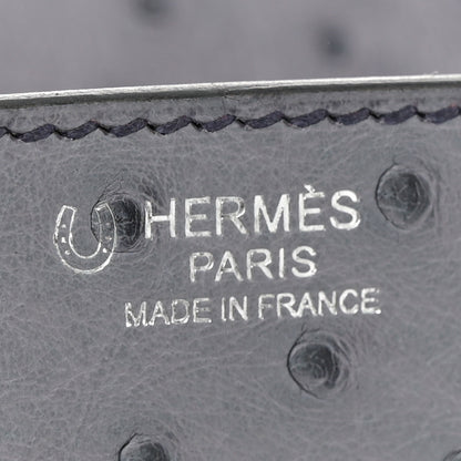 Hermes Ostrich Horseshoe Birkin 30 Gris Agate Rouge Vif 6 of 13