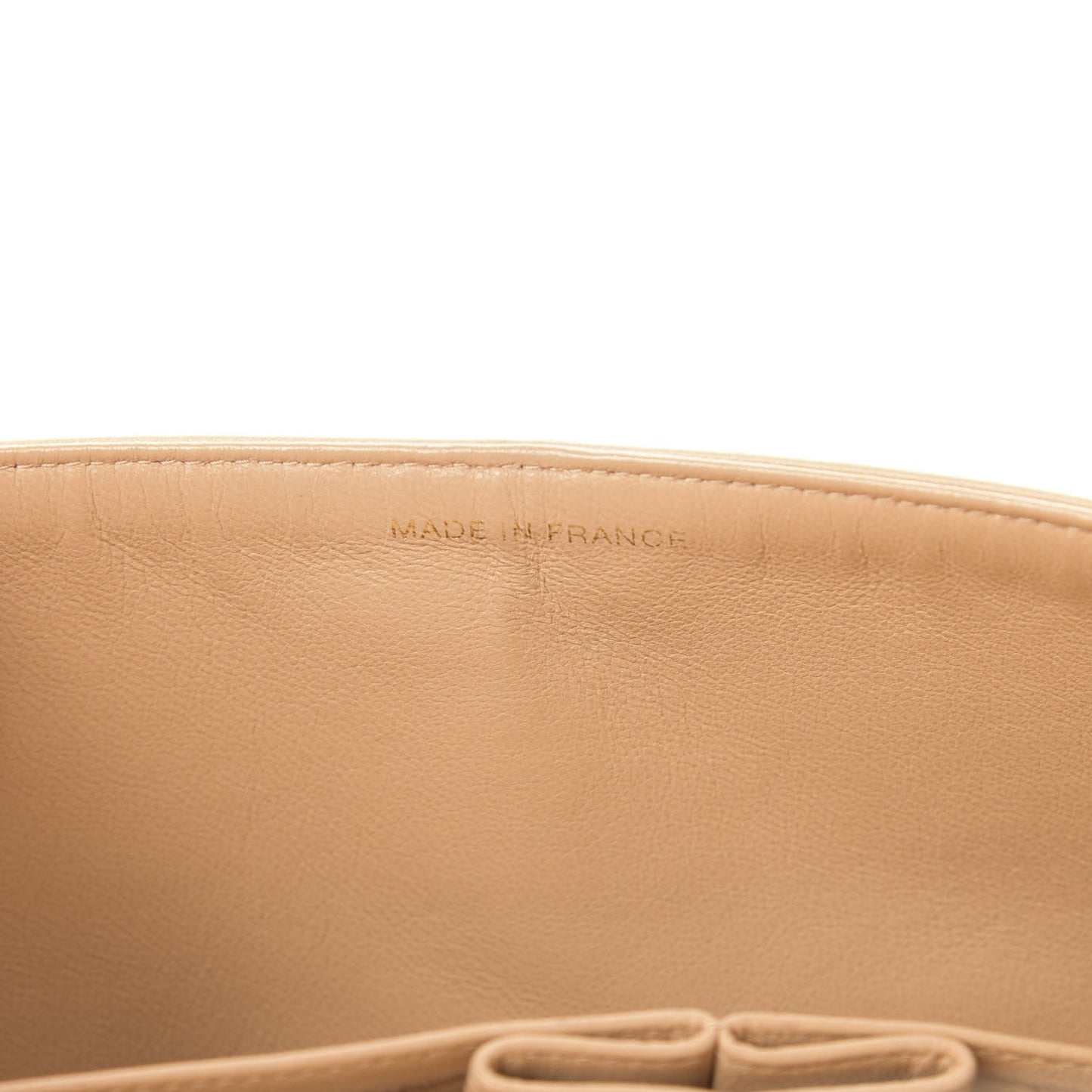Lambskin Quilted Medium Double Flap Beige
